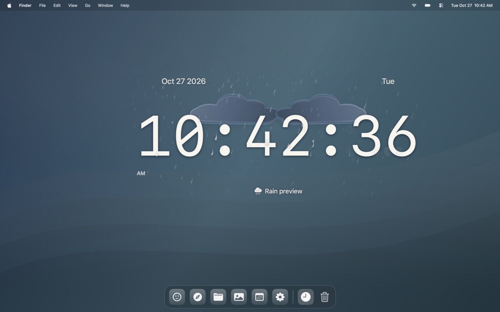 Cirrow desktop clock with rain